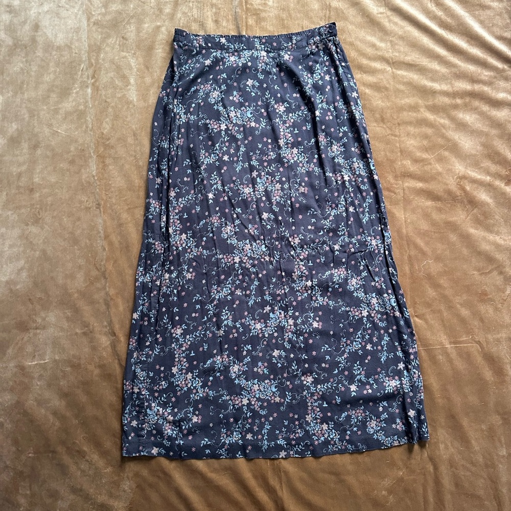 ☕️ VINTAGE 90s Y2K CHOCOLATE BROWN FLORAL MAXI SKIRT ☕️